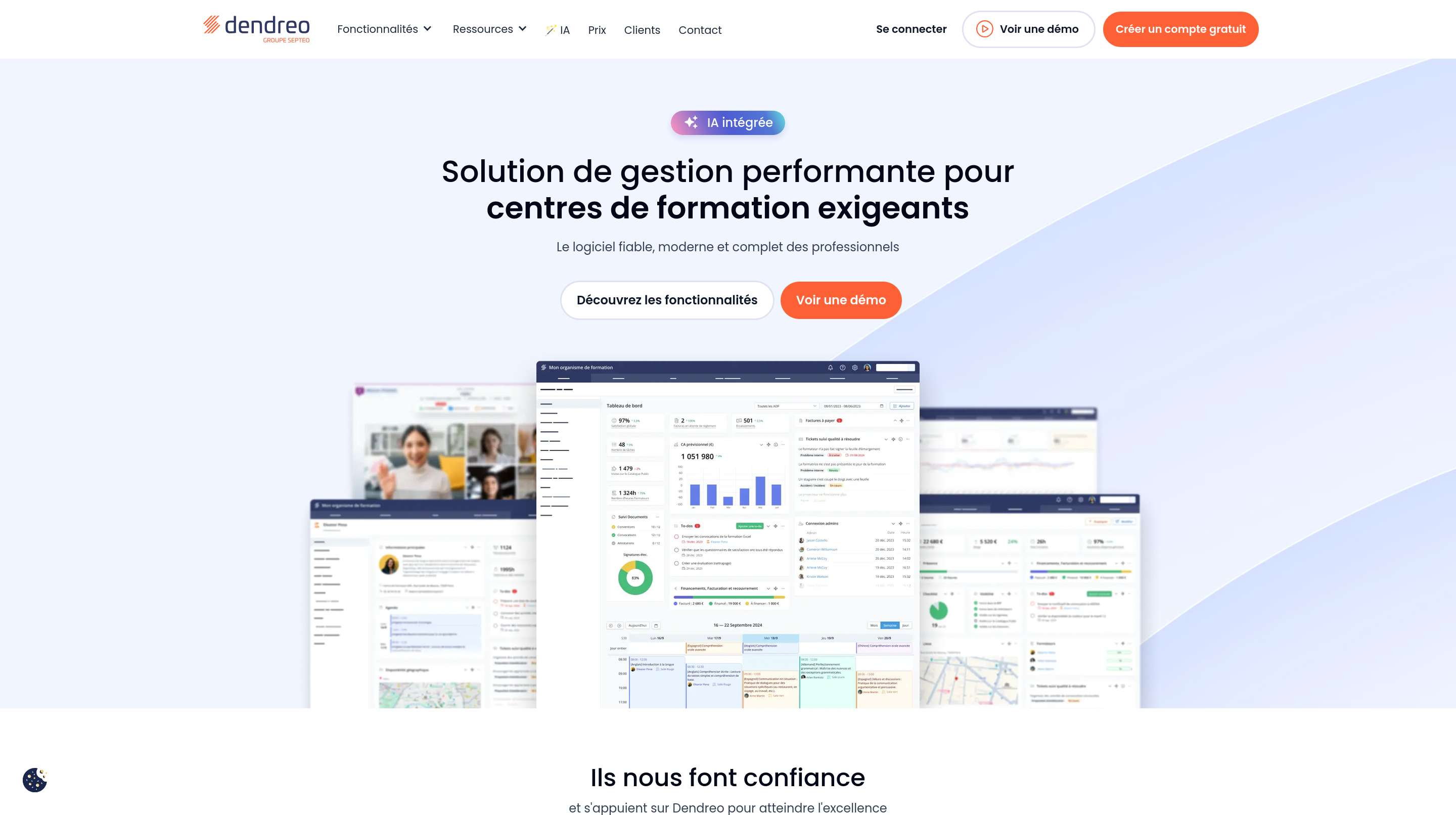 Capture d'écran du site Dendreo
